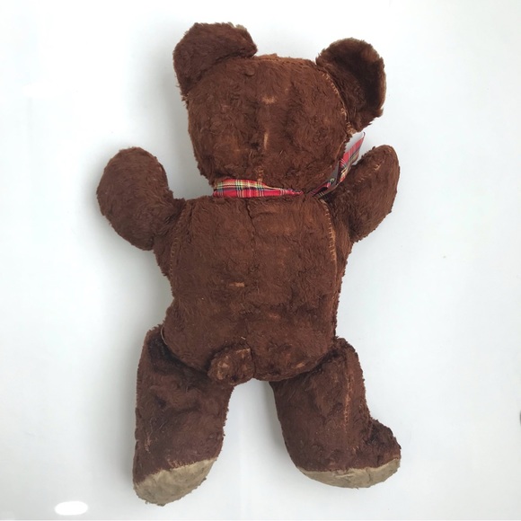 Vintage Teddy Bear Button Eyes Brown Plush Stuffed Animal - Picture 3 of 8